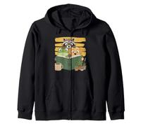 Curious Reading Animals Frog Raccoon Dog Book Lover Zip Hoodie