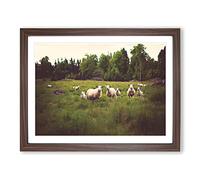 Curious Sheep Landscape Modern Framed Wall Art Print, Ready to Hang Picture for Living Room Bedroom Home Office Décor, Walnut A3 (46 x 34 cm)