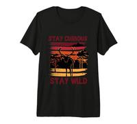 Curious Stay Wild Deer Sunset Nature Lover Outdoor Vintage Premium T-Shirt