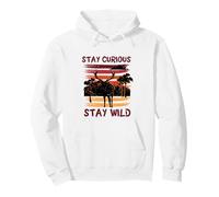Curious Stay Wild Deer Sunset Nature Lover Outdoor Vintage Pullover Hoodie