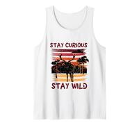 Curious Stay Wild Deer Sunset Nature Lover Outdoor Vintage Tank Top