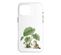 Curious Tabby Cat with Lush Taro Leaves Case for iPhone 16 Pro Max