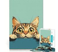 Curious Tommy Cat Poster 1000 Piece Jigsaw Puzzles for Adults Jigsaw Creative Play High Def Print Real Challenge Birthday Art Gift (38x52cm)