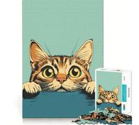 Curious Tommy Cat Poster 1000 Piece Jigsaw Puzzles for Adults Relax Game Good Thick Fun Hobby Xmas Surprise (50x75cm)