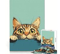 Curious Tommy Cat Poster 1000 Piece Jigsaw Puzzles for Adults Relax Game Good Thick Fun Hobby Xmas Surprise (50x75cm)