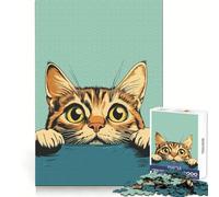 Curious Tommy Cat Poster Puzzles for Adults 1000 Puzzles Memory Build Smooth Connection Home Enjoyable Home Art (38x26cm)