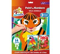 Curious Universe Art Fantastic Wild Animals Triple Set - Paint by Numbers for Children - Painting by Numbers Activity Set for Kids Age 6-14 - Arts and Crafts Gifts - Includes 3 Pictures & 14 Paints