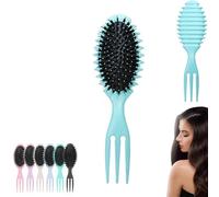 Curl Defining Bristle Brush Bounce Hair Brush 3-in-1, 2024 Newest Boar Bristle Hair Brush Styling Brush, Curly Hair Comb Styling Brush Accessories Set, Shaping & Defining Curls for Women (Green)