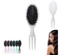 Curl Defining Bristle Brush Bounce Hair Brush 3-in-1, 2024 Newest Boar Bristle Hair Brush Styling Brush, Curly Hair Comb Styling Brush Accessories Set, Shaping & Defining Curls for Women (Pink)