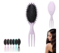 Curl Defining Bristle Brush Bounce Hair Brush 3-in-1, 2024 Newest Boar Bristle Hair Brush Styling Brush, Curly Hair Comb Styling Brush Accessories Set, Shaping & Defining Curls for Women (Purple)