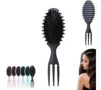 Curl Defining Bristle Brush Bounce Hair Brush 3-in-1, 2024 Newest Boar Bristle Hair Brush Styling Brush, Curly Hair Comb Styling Brush Accessories Set, Shaping & Defining Curls for Women (Pink)