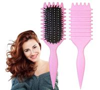 Curl Defining Brush, 1 PCS Curl Hair Brush, for Combing and Shaping Men's and Women's Curls to Reduce Pulling (Pink)