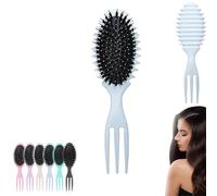 Curl Defining Brush 3-in-1, 2024 Newest Boar Bristle Hair Brush Styling Brush, Curly Hair Brush, Curl Define Styling Brush, Shaping & Defining Curls for Women Gifts for Women (Blue)