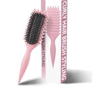 Curl Defining Brush, Curl Define Styling Brush, Hair Brush for Combing and Shaping Men's and Women's Curls to Reduce Pulling, Nylon Bristles, Curl Enhancing, Unisex (Pink, 27 cm)