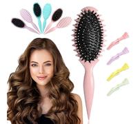 Curl Defining Brush,Curly Hair Brush,2024 New Hair Styling Brush with Gator Clips,Curling Define Edge Lift Styling Brush for Curly Hair Wet Detangling,Shaping & Defining Curls for Women Men(Pink)