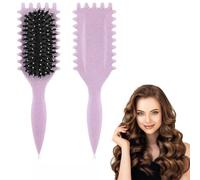 Curl Defining Brush, Curly Hair Brush Styling Brushes for Detangling, Shaping, Combing and Defining Curls For Women and Men Less Pulling, Reduce Pulling and Curl Separation (Purple)