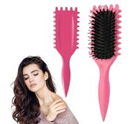 Curl Defining Brush for Curly Hair - Boar Bristle Styling Brush for Women & Men - Less Pulling, Pink