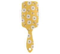 Curl Defining Brushes Honey Bees Happy Good Luck Daisy Fabric Yellow Anti-static Massage Hair Comb Wet And Dry HairBrushes for Women Girls Detangling and Adding Shine