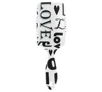 Curl Defining Brushes Valentines Cute Hearts Love Text Black White Paddle Brushes Wet And Dry HairBrushes for Women Girls Conditioning Hair Texture