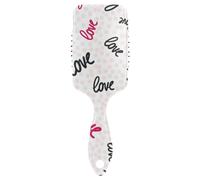 Curl Defining Brushes Valentine's Day Love Words Pink Anti-static Massage Hair Comb Plastic Detangling Brusheses for All Hair Types Detangling and Adding Shine