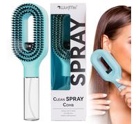Curl Refresh Detangling Brush with Fine Mist Spray | Anti-Breakage & Frizz Control for Curly Hair | Wet or Dry Styling | Travel Friendly (Lake Blue,1)