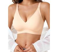 Curlady Push Up Bra for Women Comfortable Wireless Bras Full Coverage Support Lift Bralette with Bra Extenders 3 Hooks Soft Everyday Seamless Tshirt Bra Nude