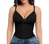 Curlady Tummy Control Shapewear Bodysuit for Women Seamless Zip-Up Body Shaper Snatched Waist Sculpting V Neck Thong Body Suit