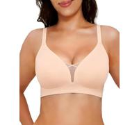 Curlady Women's Seamless Bra No Underwire Supportive Wireless Push-Up Full Coverage Bra, Comfortable Wave Edge T-Shirt Bra