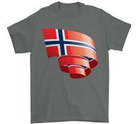 Curled Norway Flag Norwegian Day Football Mens T-Shirt 100% Cotton Charcoal L