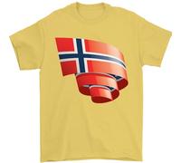 Curled Norway Flag Norwegian Day Football Mens T-Shirt 100% Cotton Yellow L