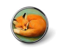 Curled Up Fox Round Enamel Brooch Pin Button Badges Decoration Hat Clothing Bag Accessories Gift Crafts