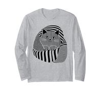Curled Up Tabby Cat Cozy Modern Illustration Long Sleeve T-Shirt