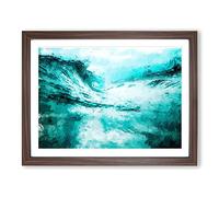 Curled Wave In New Zealand In Abstract Modern Art Framed Wall Art Print, Ready to Hang Picture for Living Room Bedroom Home Office Décor, Walnut A4 (34 x 25 cm)