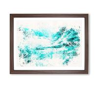 Curled Wave In New Zealand Watercolour Modern Framed Print | A2 Walnut Framed Wall Art | Ready to Hang | Modern Nautical Picture | Living Room Bedroom Lounge Office