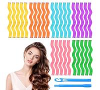 Curlers Pack of 30 Curls Wave Styling Kit Heatless Curls with Styling Hooks Curls Without Heat Hair Rollers for All Hair Lengths (30 cm)