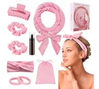 Curlers without heat, curlers overnight, curls without heat, heatless curls band, velvet overnight with hairpin non-slip, overnight DIY hair curler no hea set (pink)