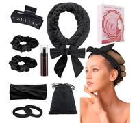 Curlers without heat, curlers overnight, curls without heat, heatless curls band velvet overnight with hairpin non-slip, overnight DIY hair curler no hea set (black)