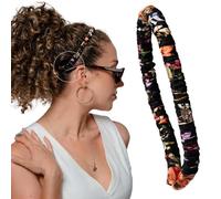 Curlfriend Collective Midnight Blooms Comfort Curve Silk Headband - 100% Mulberry Silk, No-Slip, No Headache, Wide Luxury Hair Accessory for Women, Gentle & Stylish for Curly & Textured Hair