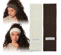 Curlfriend Collective No Sweat Headbands for Women Polka Dot - Non Slip Workout Headband for Gym, Yoga & Running, Soft Sweat Band, Breathable TENCEL Wool Blend, Comfortable Fit for Hair Espresso/Cream
