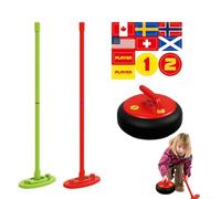 Curling Board Game - 19cm Battery Operated Hovering Curling Set, Electric Light Parent-Child Fun | Indoor Outdoor Sport Toy Set With 2 Brushes For Kids Family Adults Birthday, Develops Hand-Eye Coordi