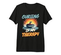 Curling is My Therapy Funny Curling Stone Premium T-Shirt
