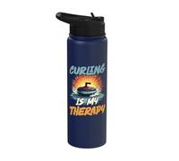 Curling is My Therapy Funny Curling Stone Stainless Steel Insulated Water Bottle