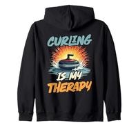 Curling Is My Therapy Funny Curling Stone Zip Hoodie