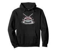 Curling Player Vintage Retro Stone Illustration Ice Winter Pullover Hoodie