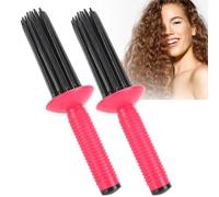Curling Roll Comb, 2Pcs Hair Curling Brush Iron Curling Makeup Brush Roller Tool, Curl Defining Brush for Hair Styling, Curl Brush for Curly Hair for Home, Travel, Dating