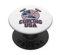 Curling USA Support the Team Curl Clean USA Flag Mens Womens PopSockets Adhesive PopGrip