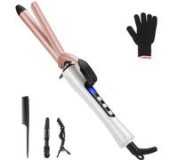 Curling Wand 19mm Professional Ceramic Hair Curling Iron with Clip for Short to Long Hair Styler Curler, Digital Display, Hair Curler Wand with Glove, Dual Voltage