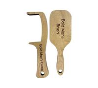 Curls Toddler Comb as a Gift for a Bald Man, Joke Gift for Hair Loss in Men, Funny Wooden Hairless Comb Brush and Toothless Comb as Gift Set for (Brown, One Size)