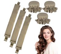 Curls Without Heat, 3-Piece Heatless Curls Set Curlers, Non-Slip Heatless Curls, Heatless Curls Silk Hair Curler for Short, Medium, Long Hair Girls, DIY Overnight Curls Gold Black