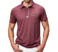 Curluriy Mens Short Sleeve Casual Polo Shirt Contrasting Colors with Pocket